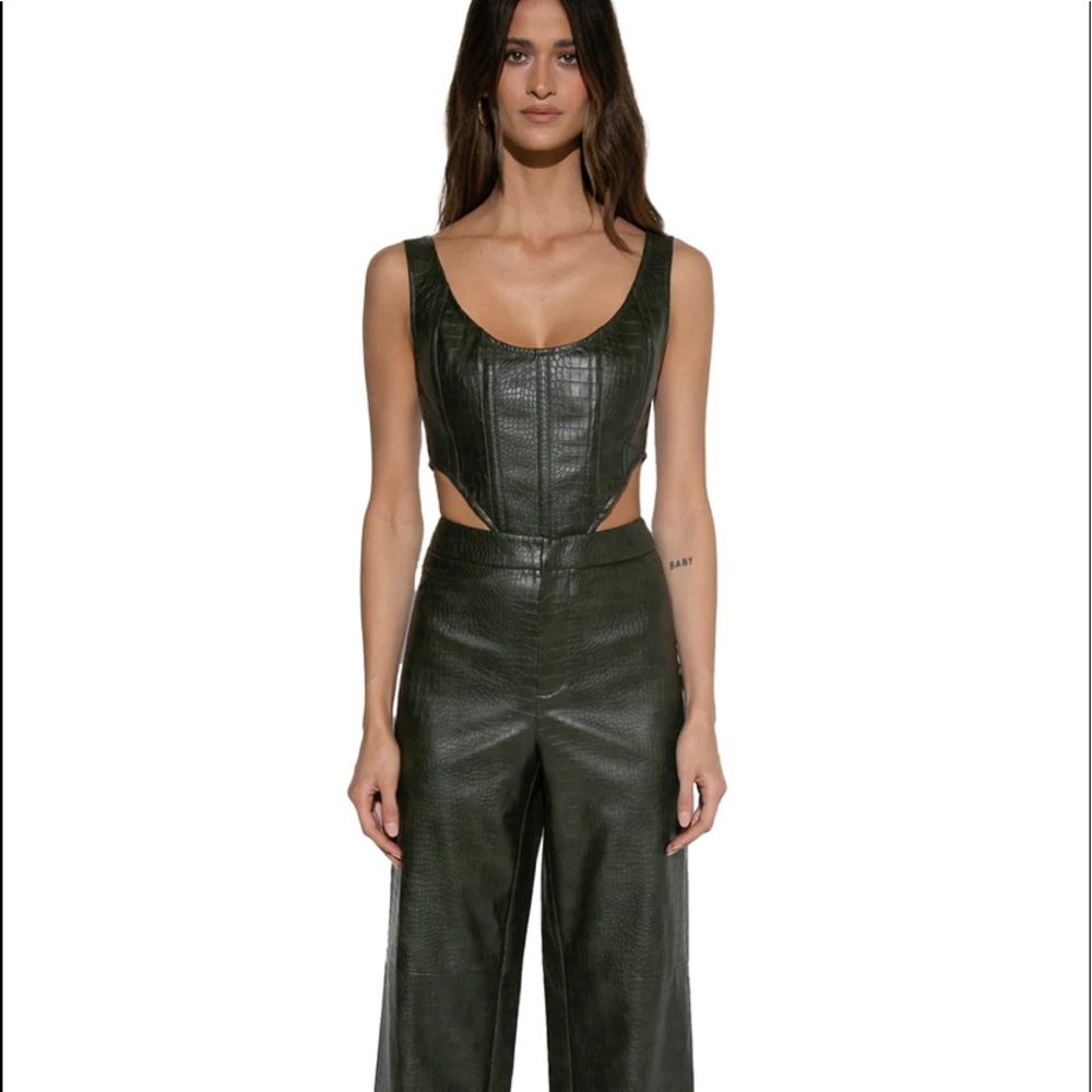 DYLN two piece vegan leather pants set